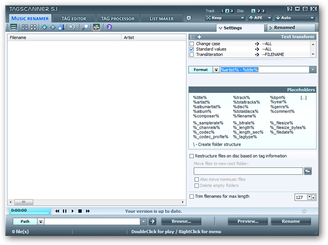 Tag and Rename Music with TagScanner
